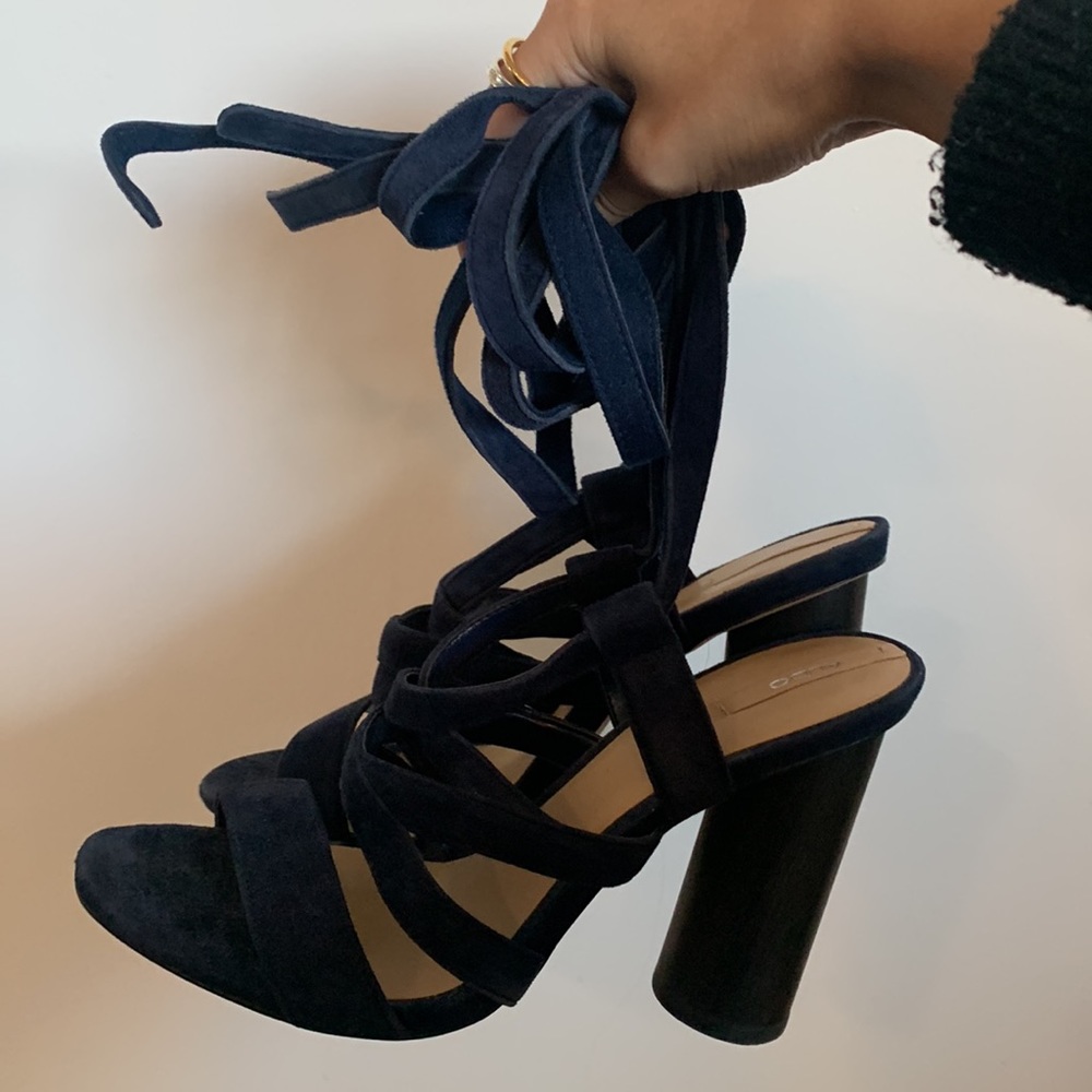 Blue Aldo Wrap Tie Heels